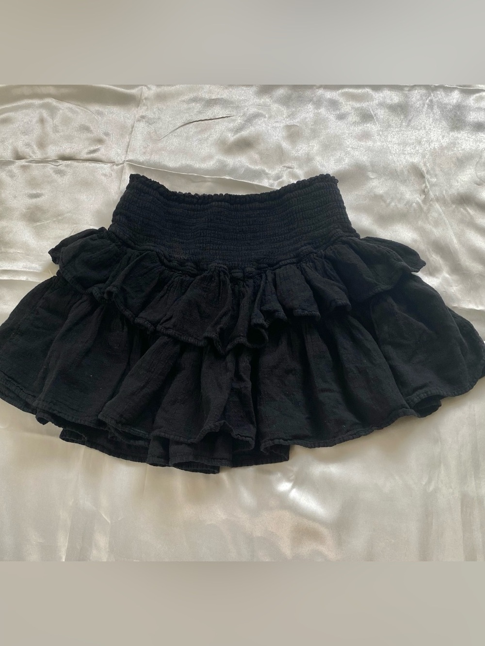 Flirty Poufy Black Two-Tier Ruffle Mini Skirt